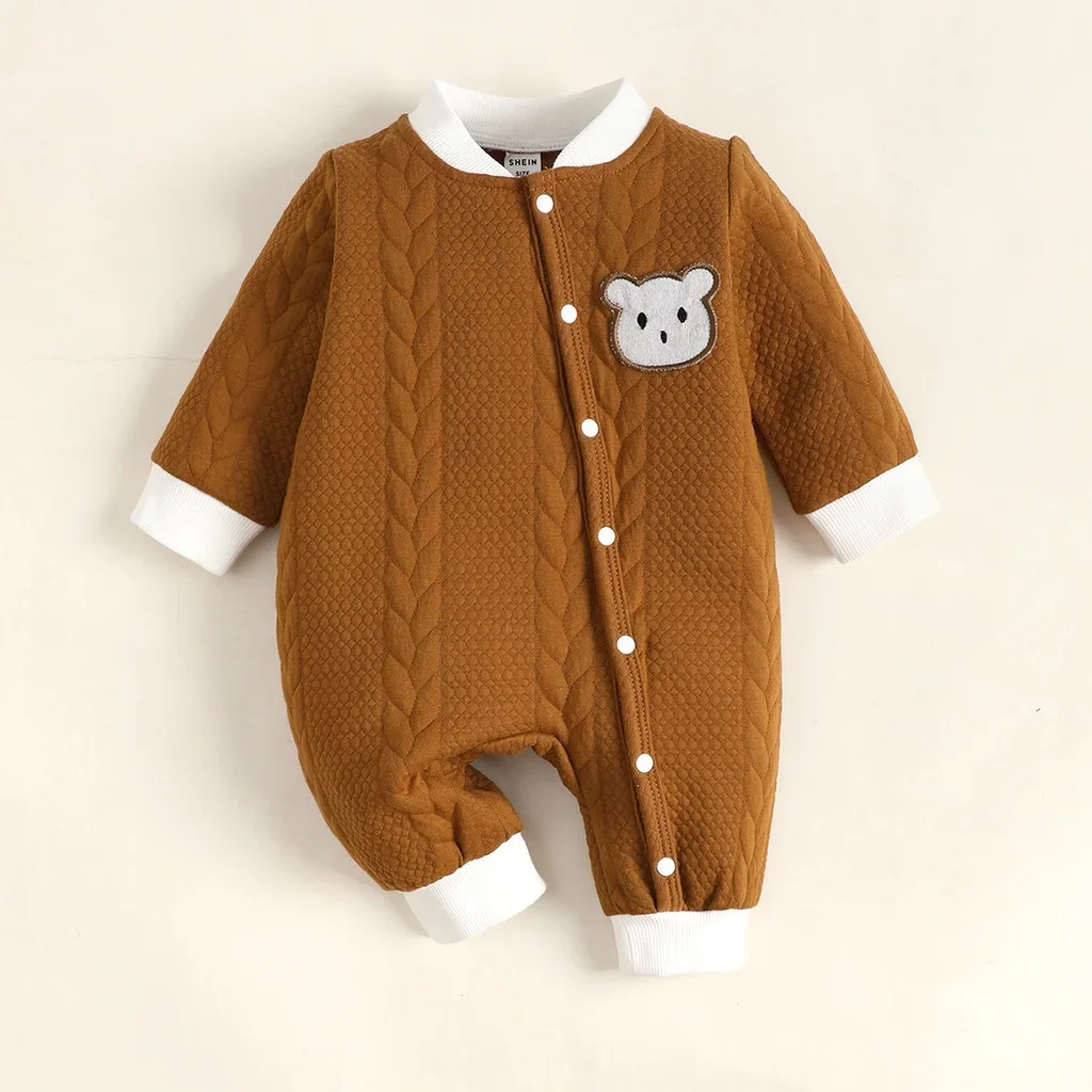 

0-6 Months Newborn Baby Boy Clothes Baby Girl Romper Bear Knitted Long Sleeves Bodysuit Infant Baby Boy Jumpsuit Outfit