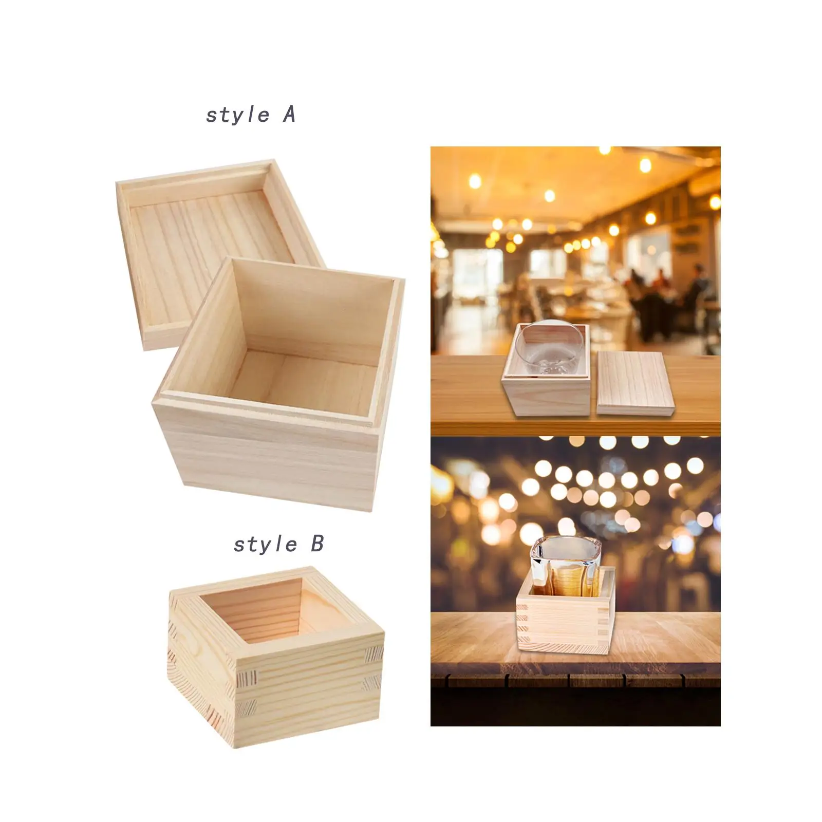 Wood Square Storage Box Organizer for Jewelry Crafts Collectibles Gift Container with Lid Decorative - view 5
