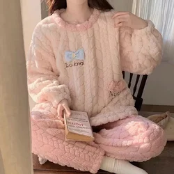 Pajama Pants Set Two Piece Set Women's Clothing Homewear Winter Thick Warm Facecloth Comfortable Casual Simple Stylish Loose