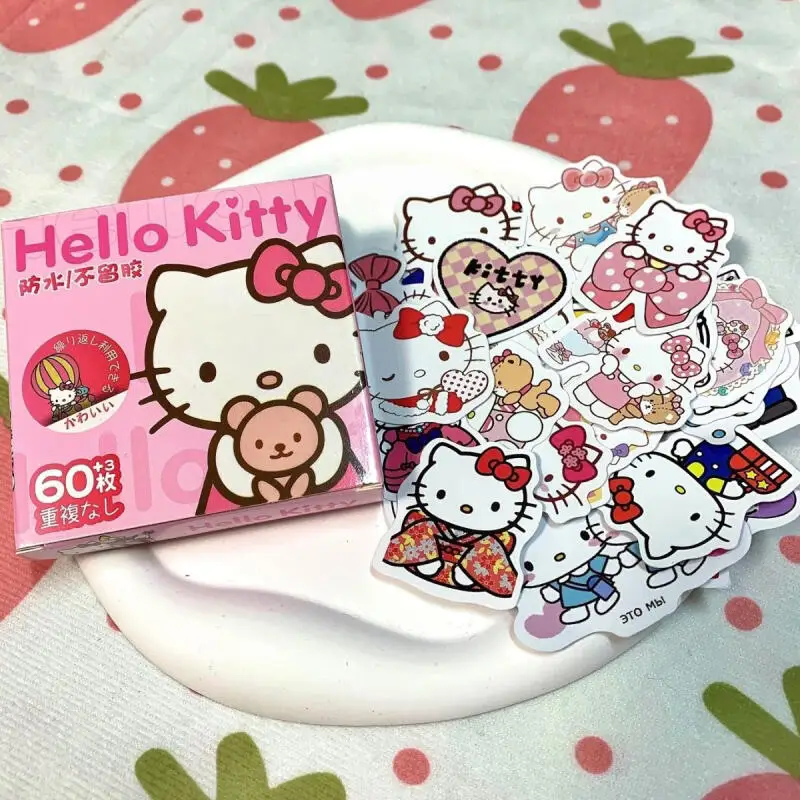 Sanrio Hellokitty pegatinas de caja Kawaii dibujos animados Diy Kt decoración de cuenta de mano pegatinas de taza de agua conjunto creativo regalos para niños