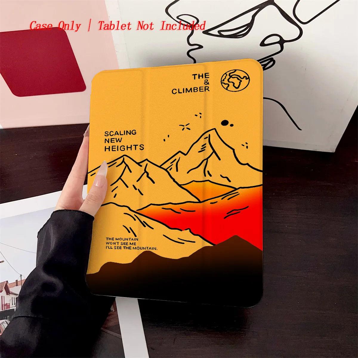 Minimalist Golden Yellow Mountain Peaks Print iPad Case For Apple iPad Pro 12.9 Air 3 Mini 5 9th Gen Slim Anti-Scratch Cover