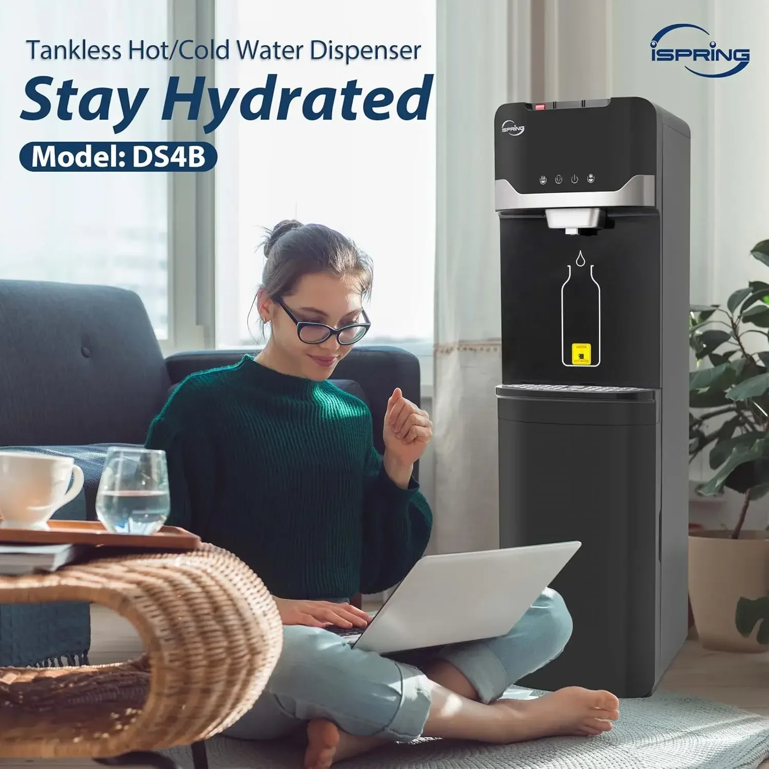 

DS4B Bottleless Water Cooler Dispenser, Self Cleaning, Hot, Cold, and Room Temperature Settings, Free-Standing Water Cooler