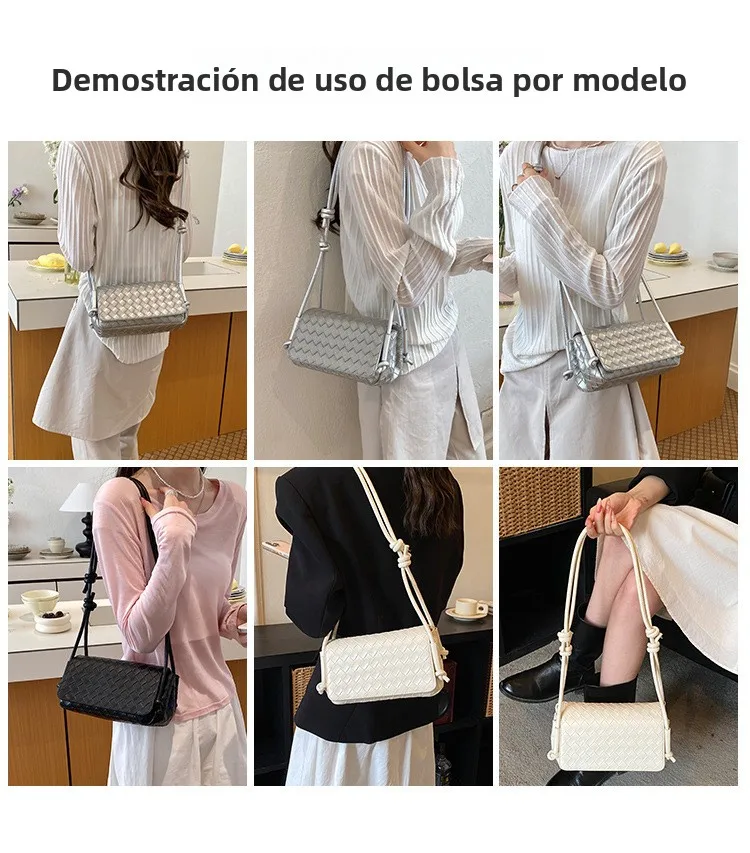 Bolso Bandolera Y2K para Mujer, Modelo LinJ2026, Tejido, de un Solo Hombro, Pequeño y Cuadrado, Bolso de Mano Moderno, Exclus...
