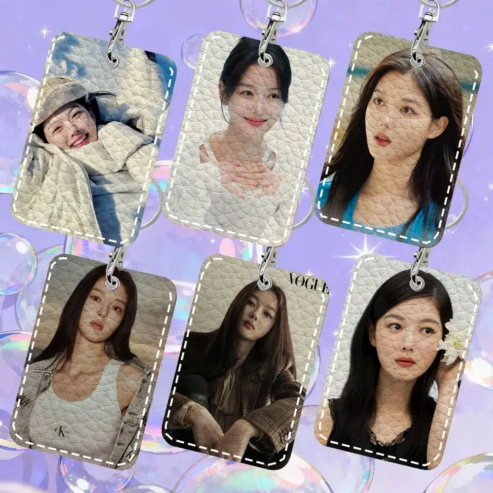 Korean Wave Actor Kim You Jung Card Case Keychain Access Card Bag Key Tag Ring Leather Card Holder Key Ring Access