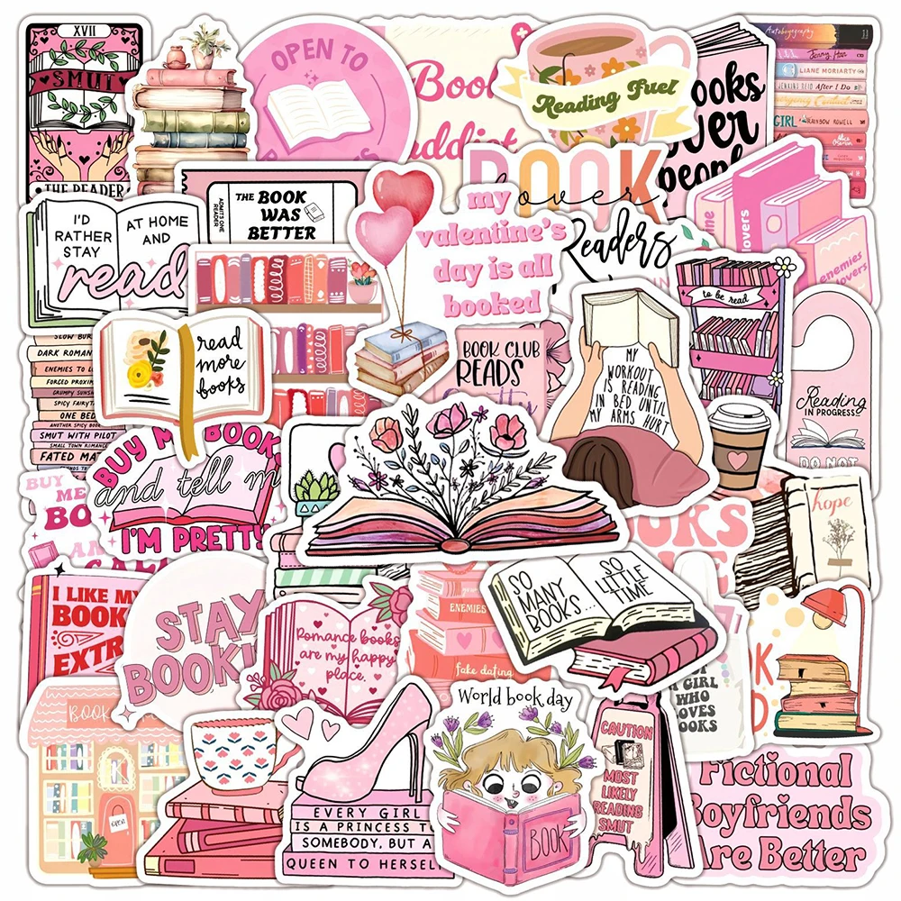 10/30/50 Stuks Leuke Roze Boekse Leesboek Stickers Grappige Cartoon Sticker Decoratie Koffer Laptop Telefoon Graffiti decals Pack