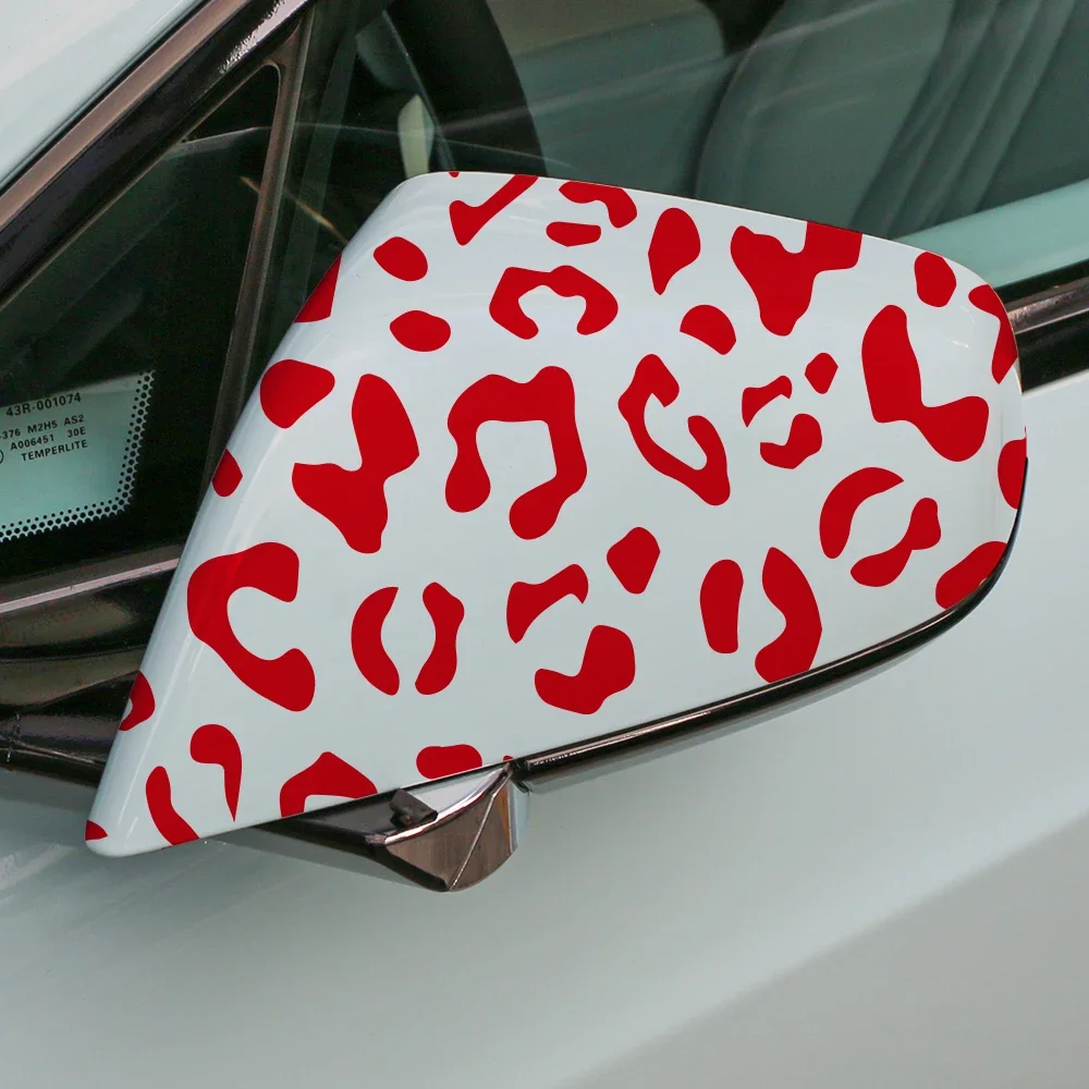 Car Rearview Mirror Sticker Creative Personalized Leopard Print Pattern Vinyl Decal Waterproof Car Body Decoration Accessories
