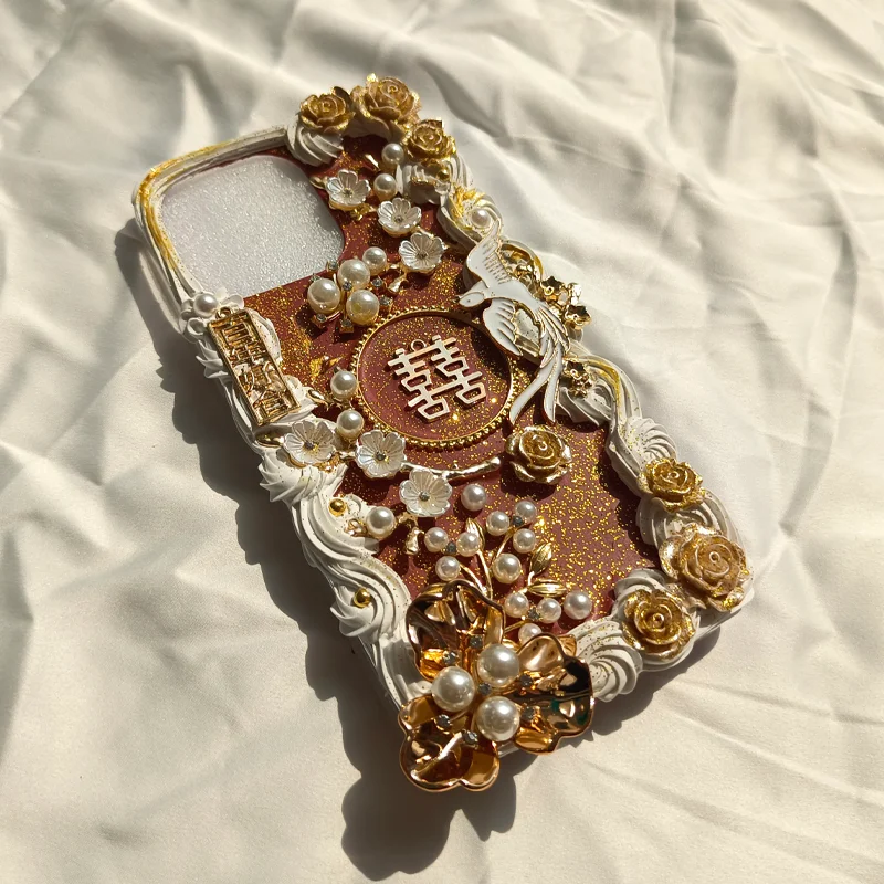 

4099 Bridal Wedding Gift Cream Gel Phone Case for iPhone Samsung Huawei Xiaomi OPPO Vivo Elegant Luxury Design Bride Present