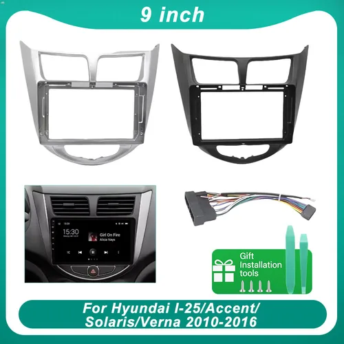 Fascia de Radio de 9 pulgadas para coche, para Hyundai I-25/Accent/Solaris/Verna 2010-2016, marco Android 2Din, reproductor MP5, Panel estéreo