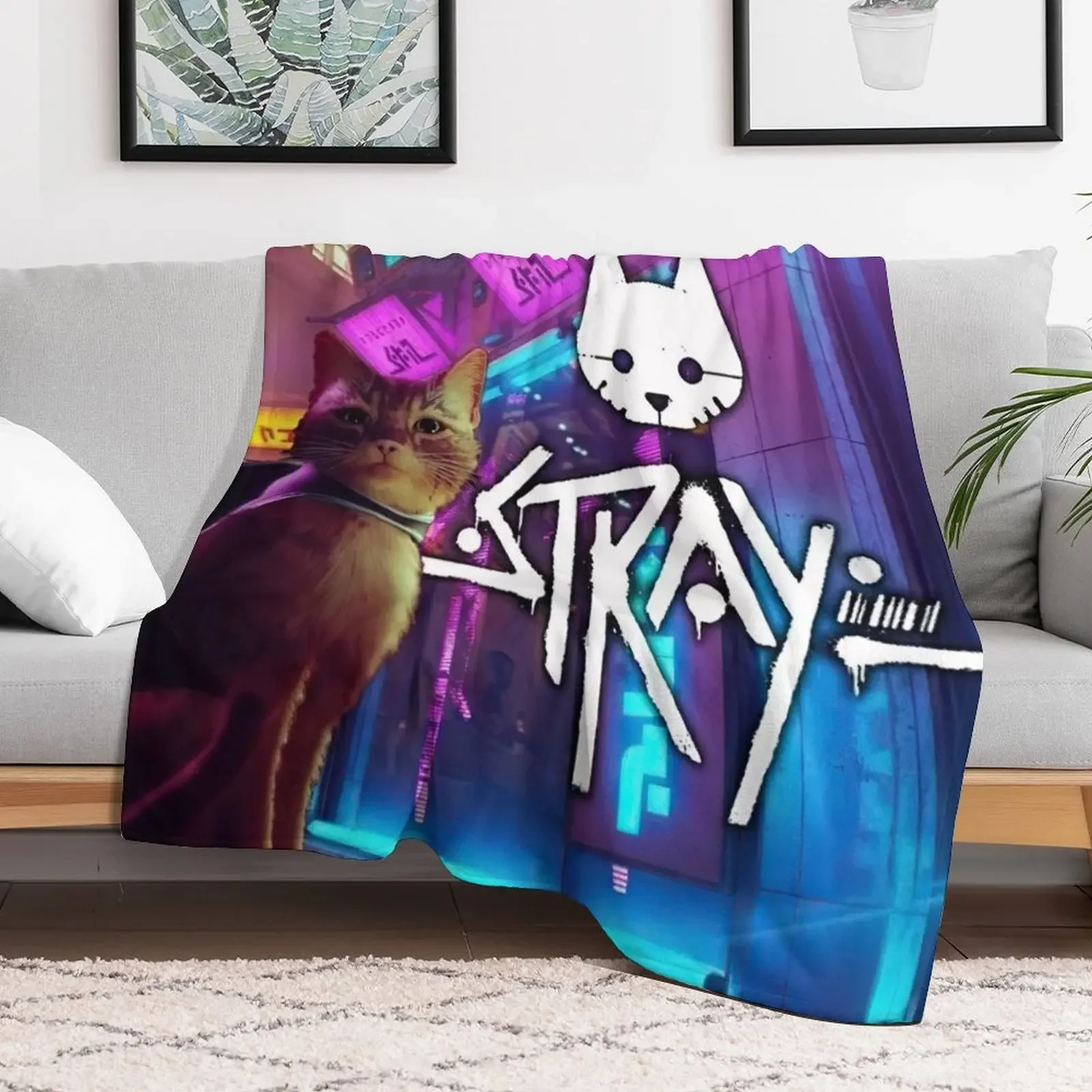 stray game cat sad Throw Blanket Sleeping Bag Soft Loose Thin Blankets