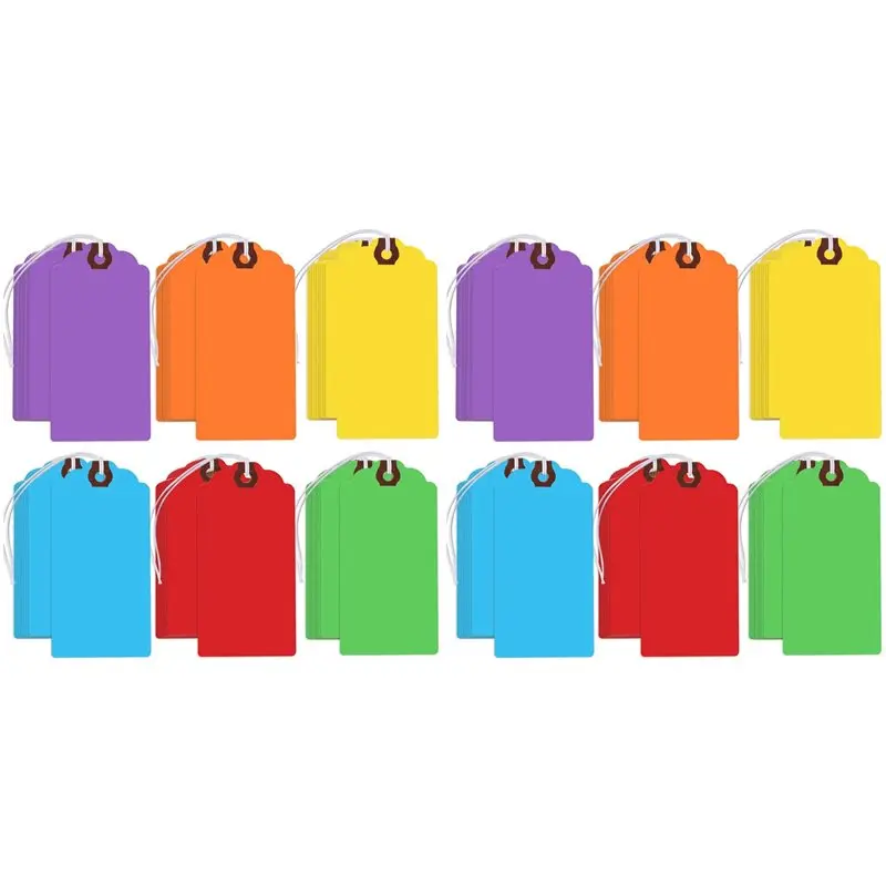

600Pcs Colored Hang Tags With Elastic Strings Blank Paper Writable Gift Tags Shipping Tags Price Tags For All Occasions