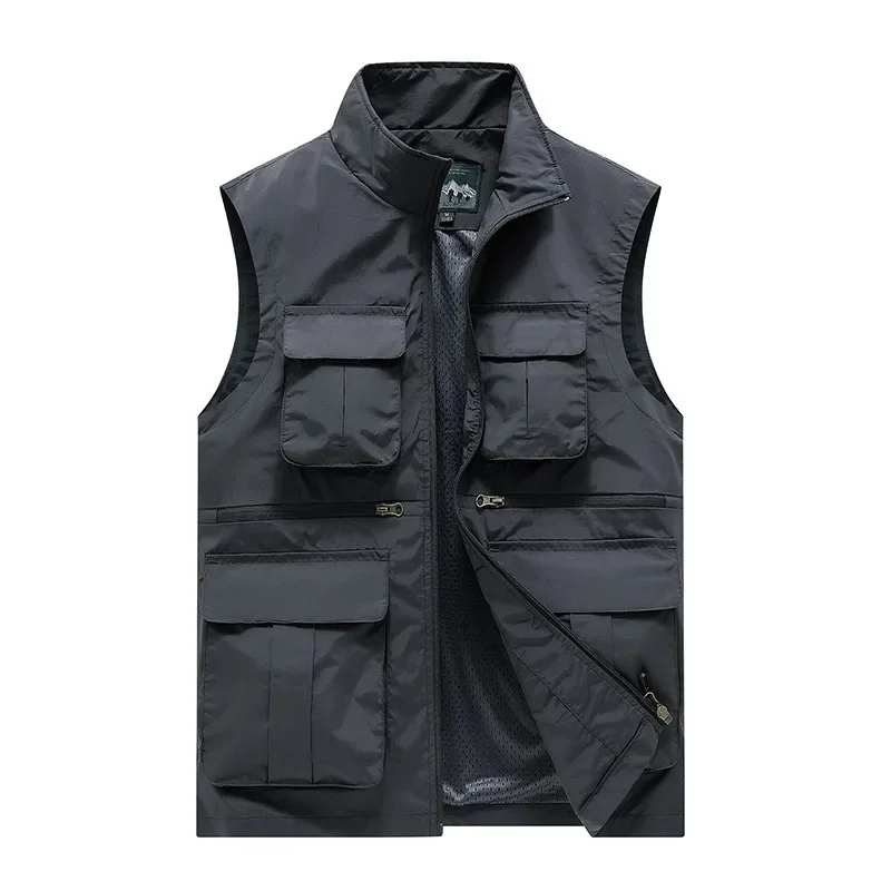 Men's Cargo Tank Top Outdoor Mesh Breathable Hunting Multi Pocket Work Fishing Vest Casual Versatile Sleeveless Jacket 8XL