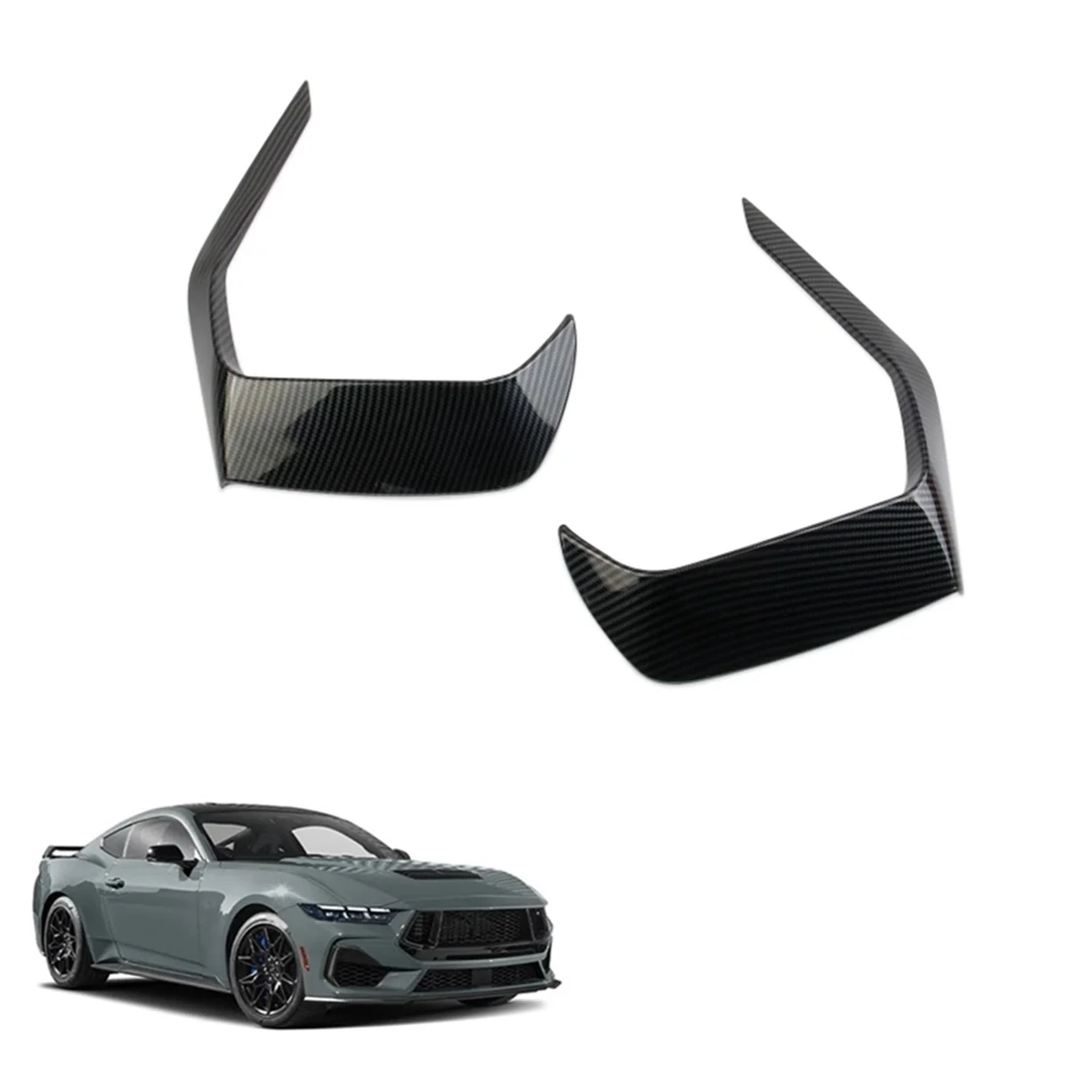 Carbon Fiber Front Bumper Grille Cover Trim Accessories for Ford Mustang 2024 GT/GT