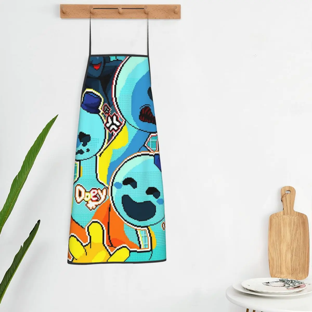Doey Doughman Horror Pianosaurus Apron Chef Cooking Tablier Sleeveless Bib Kitchen Cleaning Pinafore for Women Men Painting