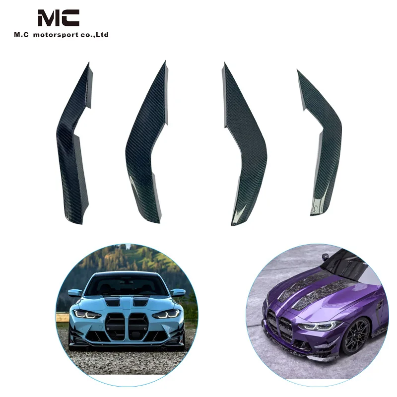 GT4 Style G80 G82 Real Car Data Development universal rear spoilers Dry Carbon Fiber Front Bumper Side Canards For BMW M3 G80 M4