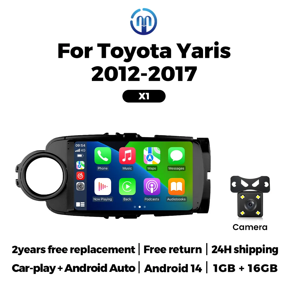 MEKEDE autoradio voor Toyota Yaris 2012 2013 2014 2015 2016 2017 Android 14 Carplay GPS centraal multimediasysteem slimme auto audiosysteem