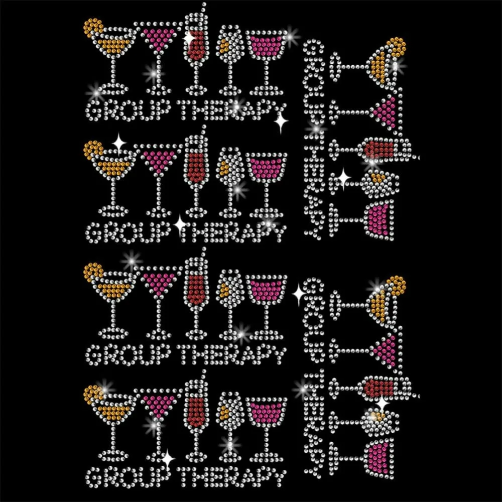 Wine Cup Rhinestone Iron on Hotfix Heat Transfer Decal Bling Rhinestone Decals Rhinestone Heat Transfer Patch Clothing Repair