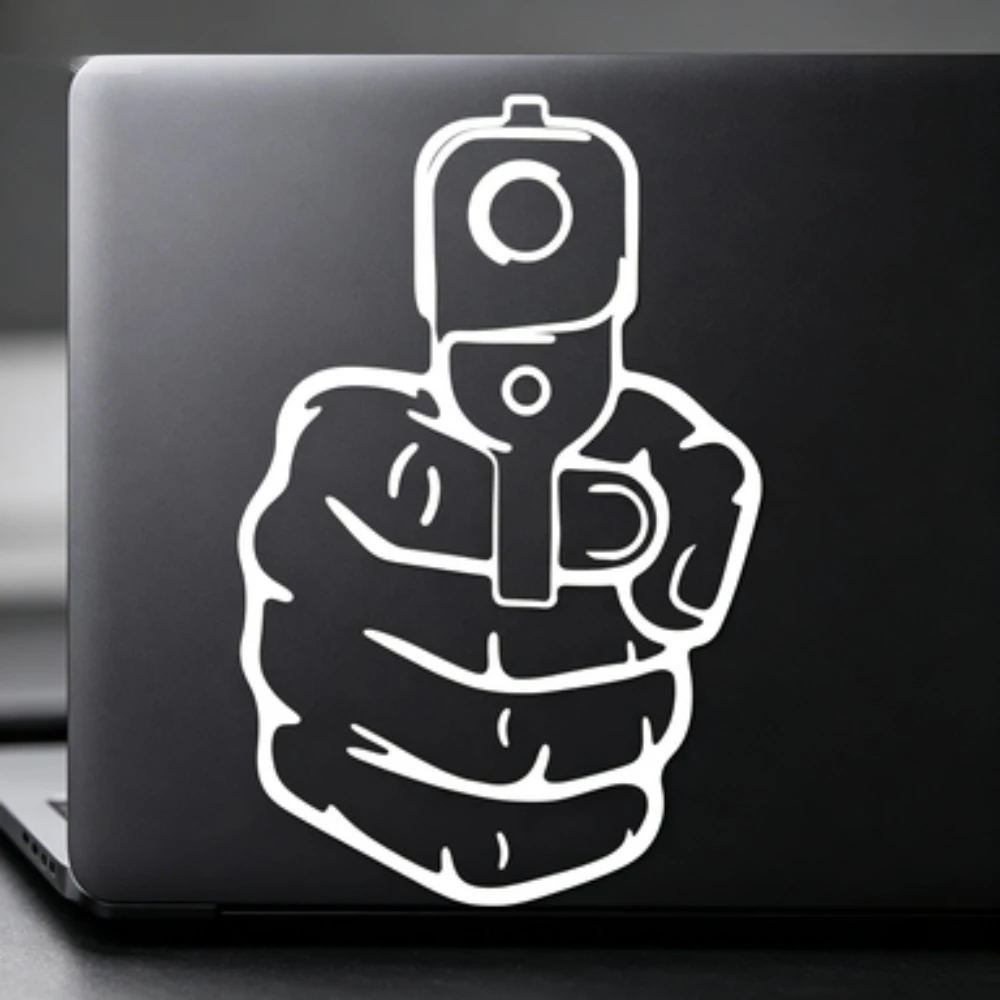 Cool Hand Pistol Graphic Vinyl Car Sticker Funny Gun Decal For Windshield Fuel Tank Auto Motorcycle Exterior Decor