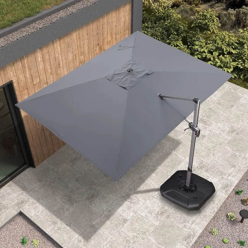 PURPLE LEAF 9' X 11.5' Patio Umbrella Outdoor Cantilever Rectangle Umbrella Aluminum Offset Umbrella with 360-degree Rotation