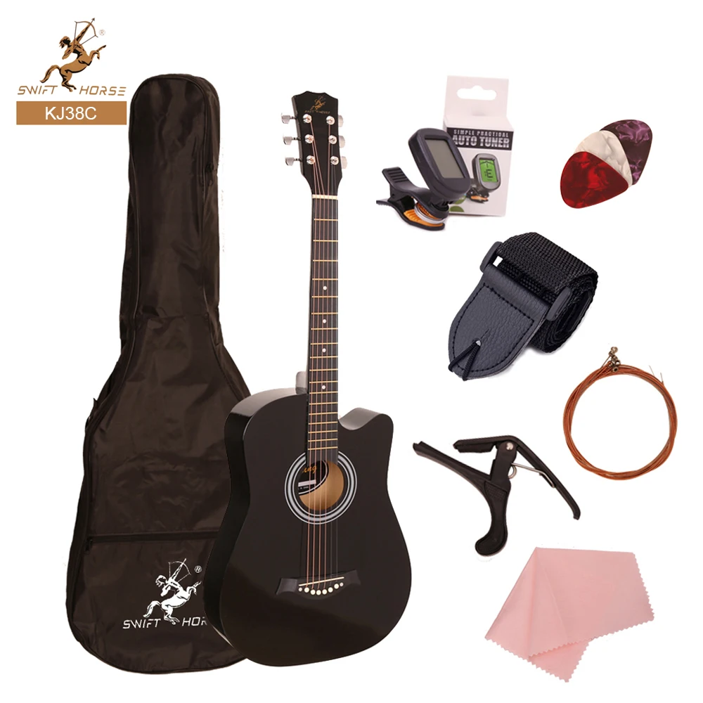 

Popular High Quality Acoustic Guitar Linden Top Catalpa Neck Glossy Finish with pick, bag, pick, tuner, strings, capo, strap