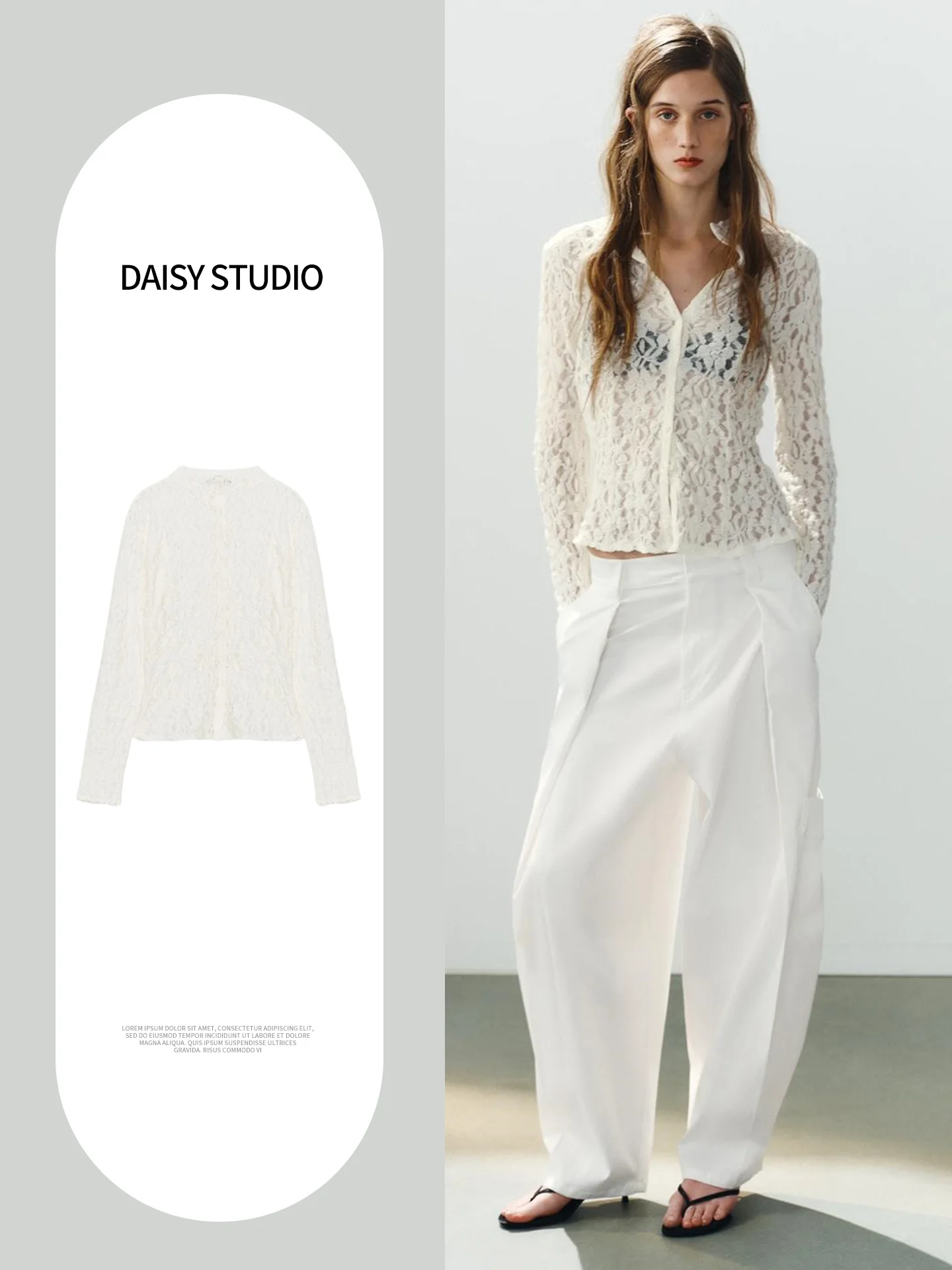 Fall New Arrival Women's Minimalist Long Sleeve Stand Collar Semi-Transparent Lace Button up Shirt Skin-Friendly Breathable
