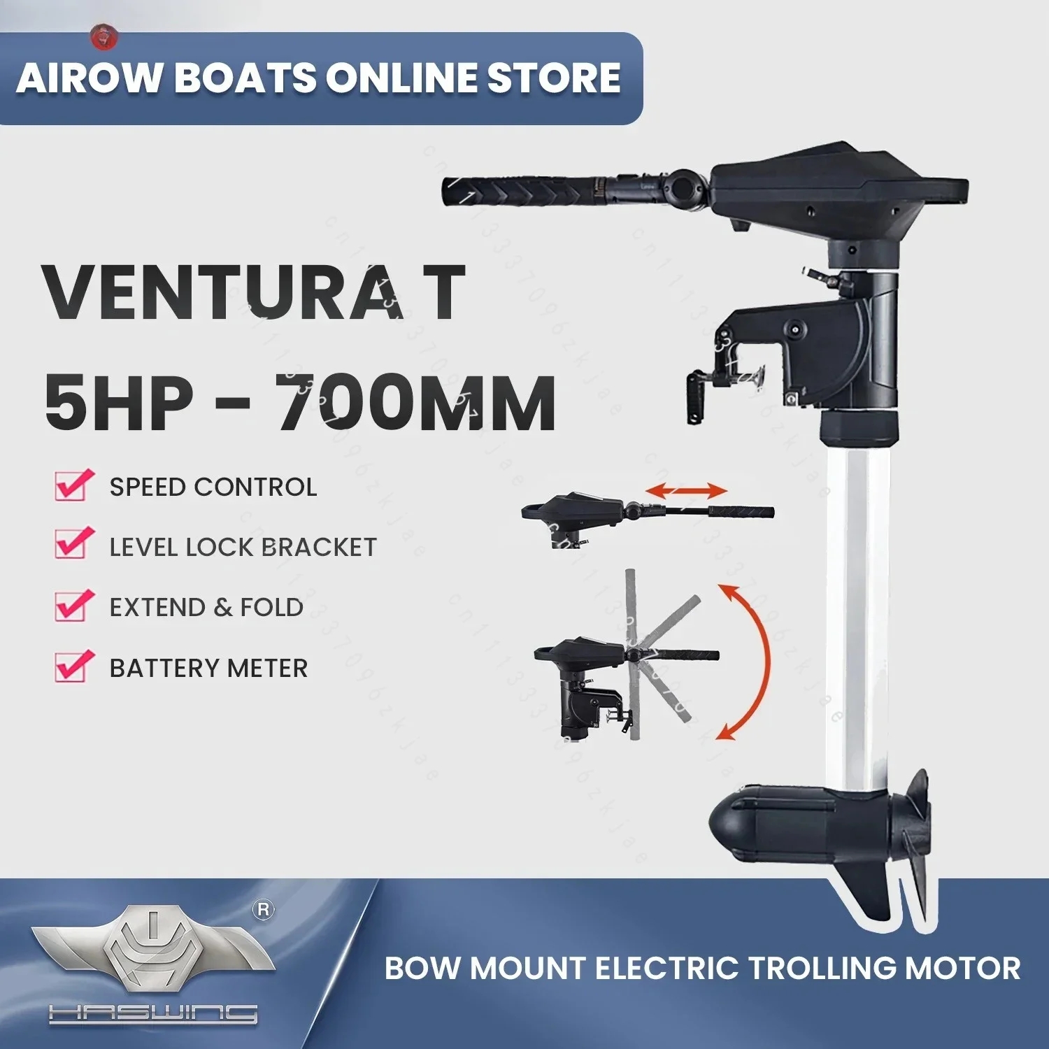 YANG36.T 5HP Transom Mount Engine 24V DC Electric Trolling Motor Shaft 700MM 50749 160LBS Brushless Motor