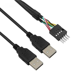 50cm Motherboard Mainboard Dupont 2.54 9Pin Dual USB 2.0 Type-A Male to Male Extension Data Cable Cord Wire Line for PC DIY