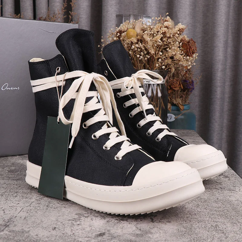 R0 Men Shoes Thick Bottom Wax Cloth Sneaker  Mens Canvas Shoes Women Casual Short Boots Female Board Shoes