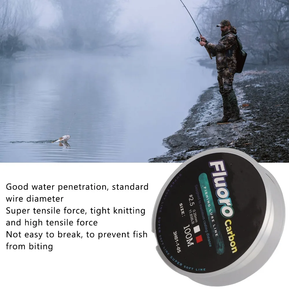 2PCS 100m Fluorocarbon Fishing Line Nylon High Strength Fishing Main Line Transparent White Fishing Line Freshwater Fishing