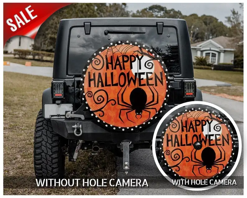 

Happy Halloween, Personalized Gifts, Gift For Mom, Halloween decor, Car Accessories, Spare Tire Cover, Halloween gifts