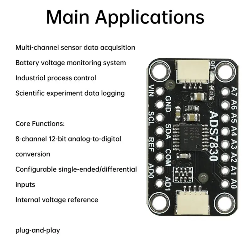 Hot-ADS7830 8-Bit ADC Analog-To-Digital Converter Module For Stemma Qt Qwiic Interface DC 2.7V-5.5V
