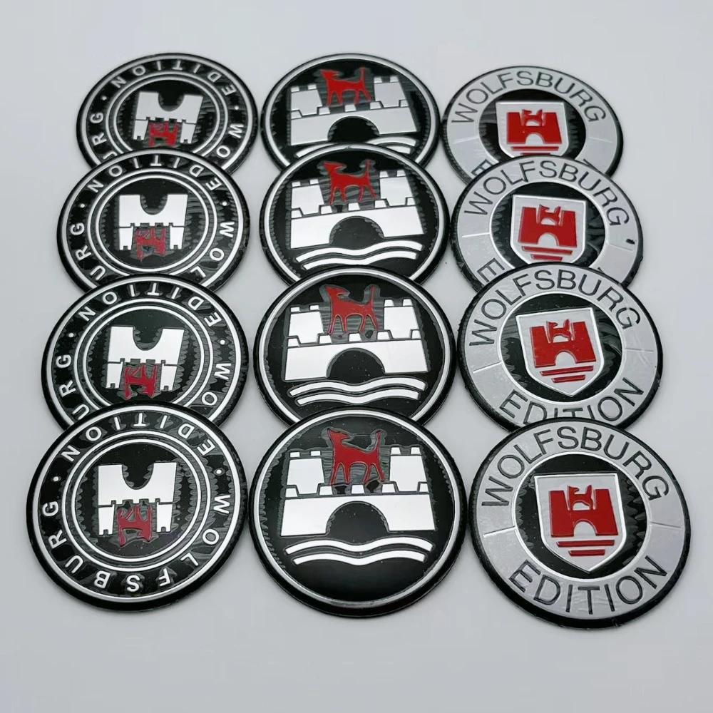 Car Accessories 4pcs 56mm 65mm Wolfsburg Edition Logo Car Wheel Hub Center Caps Rims Covers Sticker Decoration Car Styling