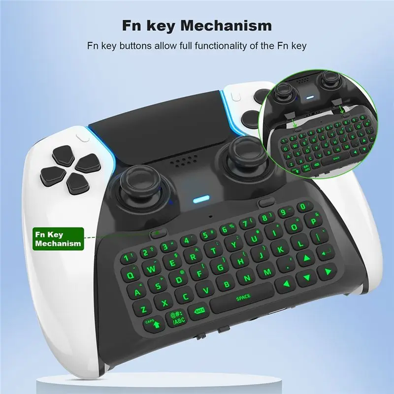 ABRI-Keyboard For Playstation 5 Wireless Bluetooth Gamepad Keyboard Controller Chat Pad Backlight Built-In Speaker Keyboard