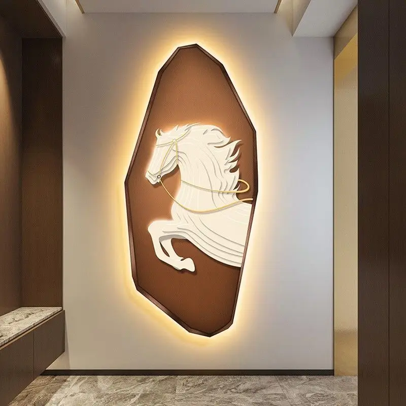 Wall decoration light luxury home wall hanging wall decoration with led lamp sofa background wall pendant