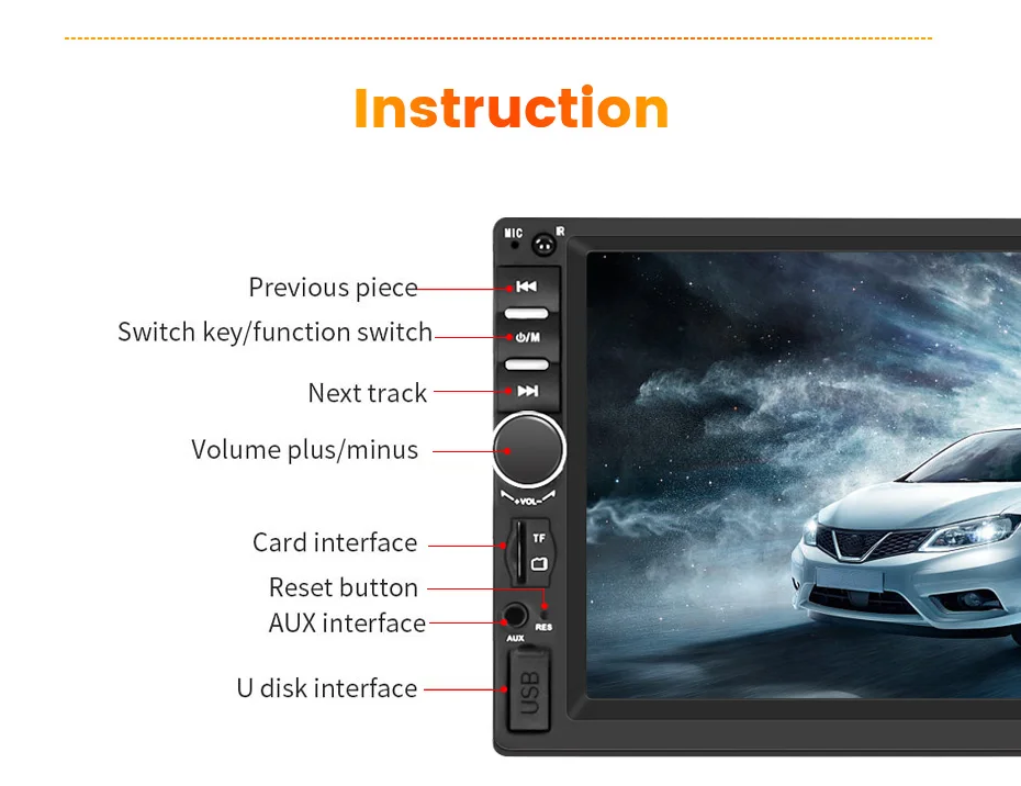 MEKEDE 2 Din Autoradio Universal Autoradio Multimedia MP5 Player 2DIN Carplay Android Auto Stereo USB 7 zoll Touchscreen audio – Detail 8