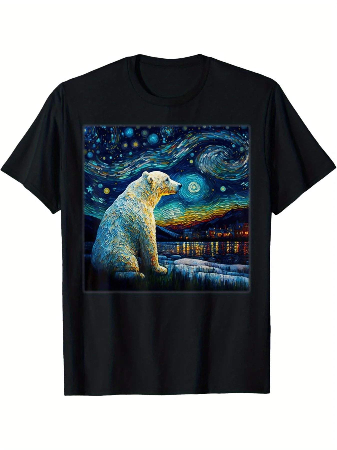 Svalbard Polar Bear T-Shirt - Black Summer Comfortable Casual Tee