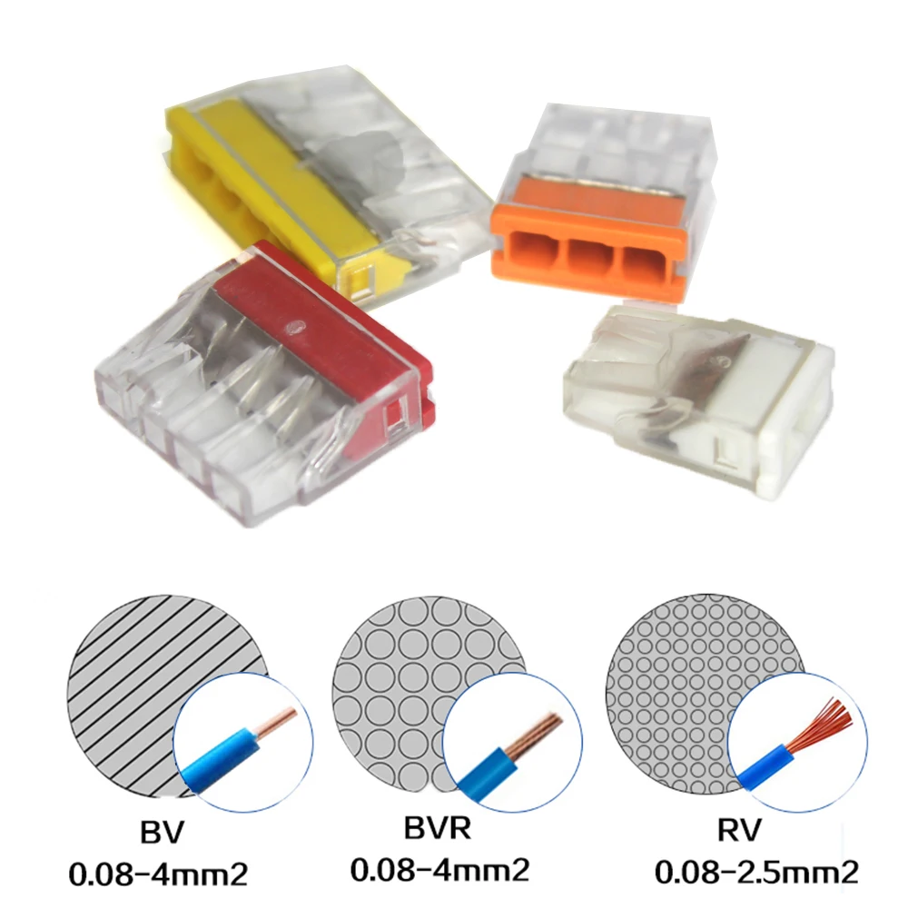 50pcs Mini Quick Wire Connectors 2/3/4/5/ Ports Terminal Block Hard Stainless Easy Electric Quick Push-In