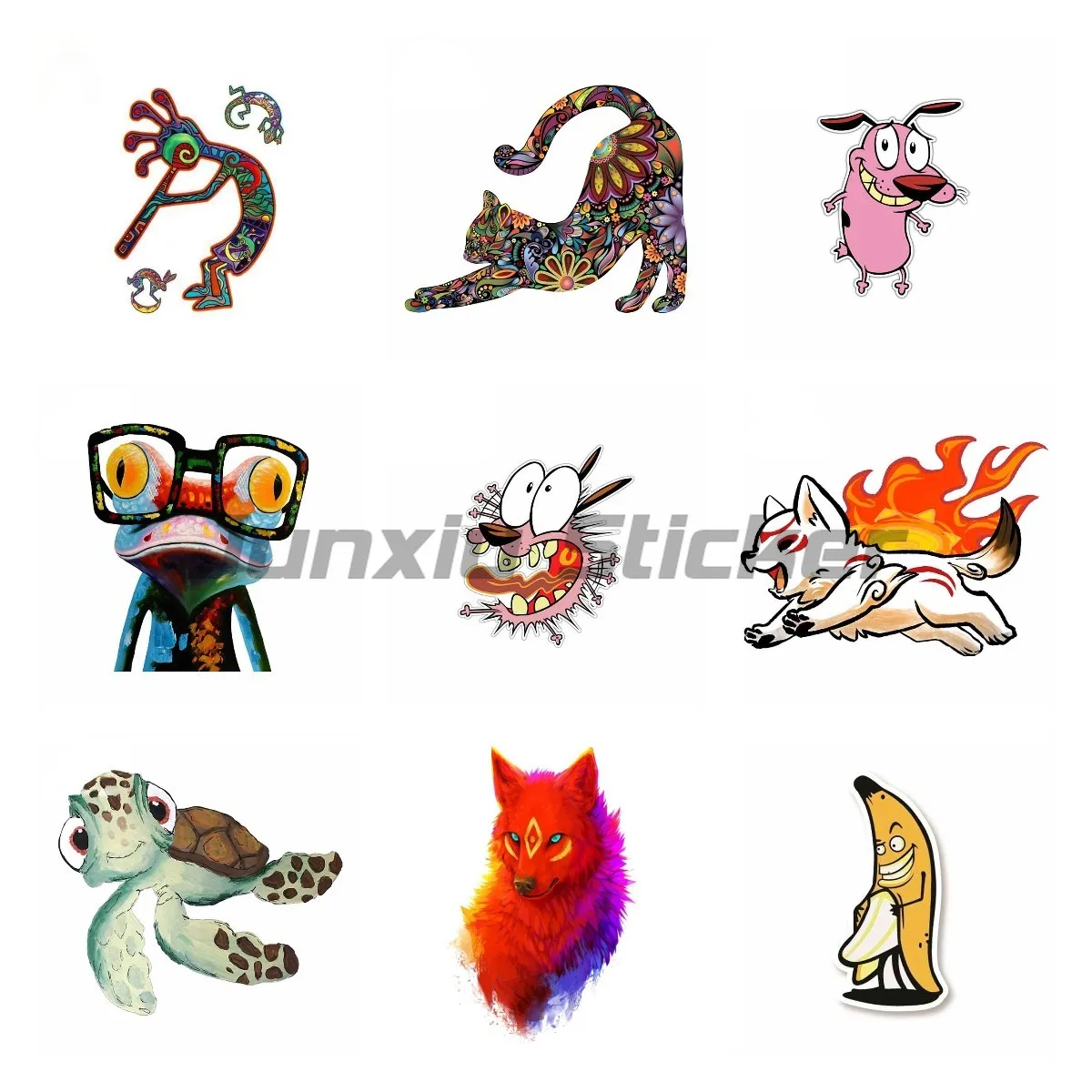 

Anime Funny Naughty ,Banana ,Kokopelli ,Cat ,Squirt Turtle ,Frog Nerd ,Car Stickers Waterproof JDM Decal