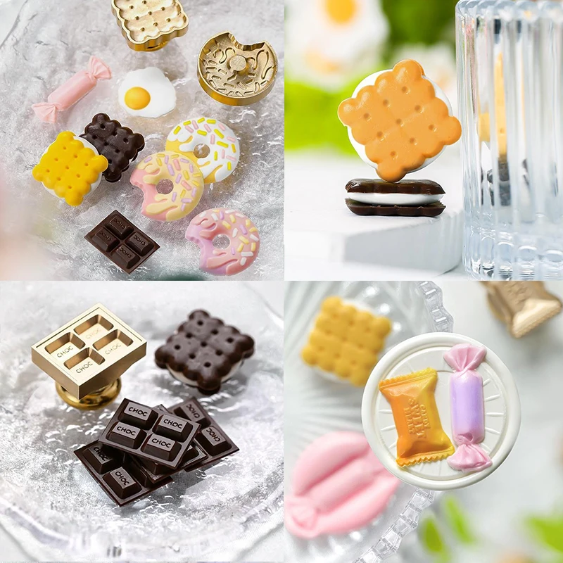 3D Kabartmalı mühür mumu Damga DIY Foodie Tatlı Serisi Pullar Pirinç mühür kafa Düğün hediyeleri Doğum Günü Davetiyesi El Sanatları Malzemeleri 39