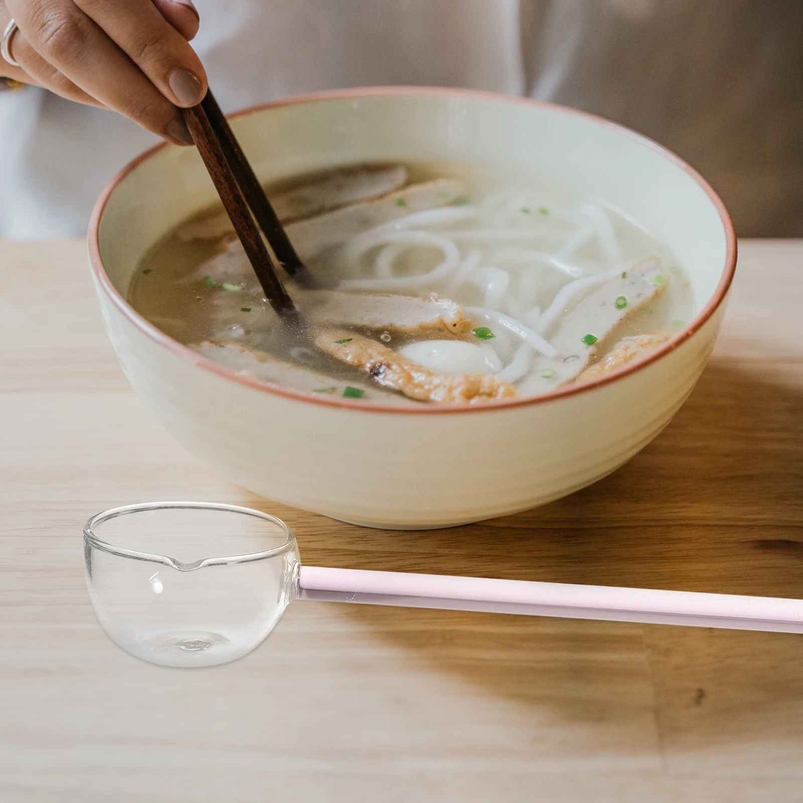 

Glass Spoon Transparent Design Coffee Stirring Spoon Ergonomic Handle Milk Dessert Ice Cream Soup Scoop Household Meal Scoop