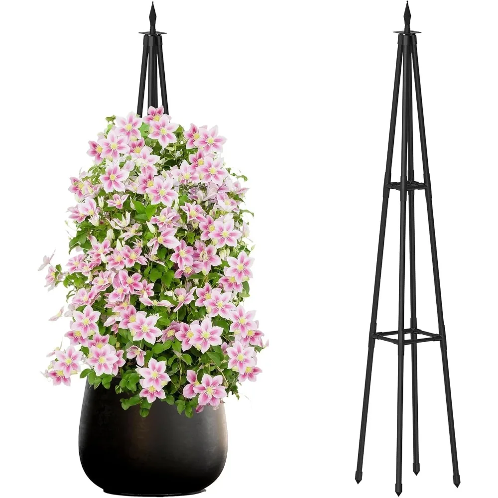 

4FT Obelisk Trellis for Climbing Plants Outdoor, 16mm Rust-Proof Extra Thickened Plastic-Coated Metal Pipes, Indoor Climbing Sup