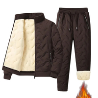 2025 Autumn and Winter Men's Warm Casual Set - Two Piece Set of Cardigan Cotton Jacket and Drawstring Waist Casual Pants
