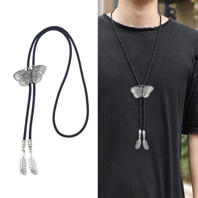 彫刻の編み靴型ボロタイングバタフライチャームカウボーイネクタイネックレスカントリースタイルボロタイカウボーイY166