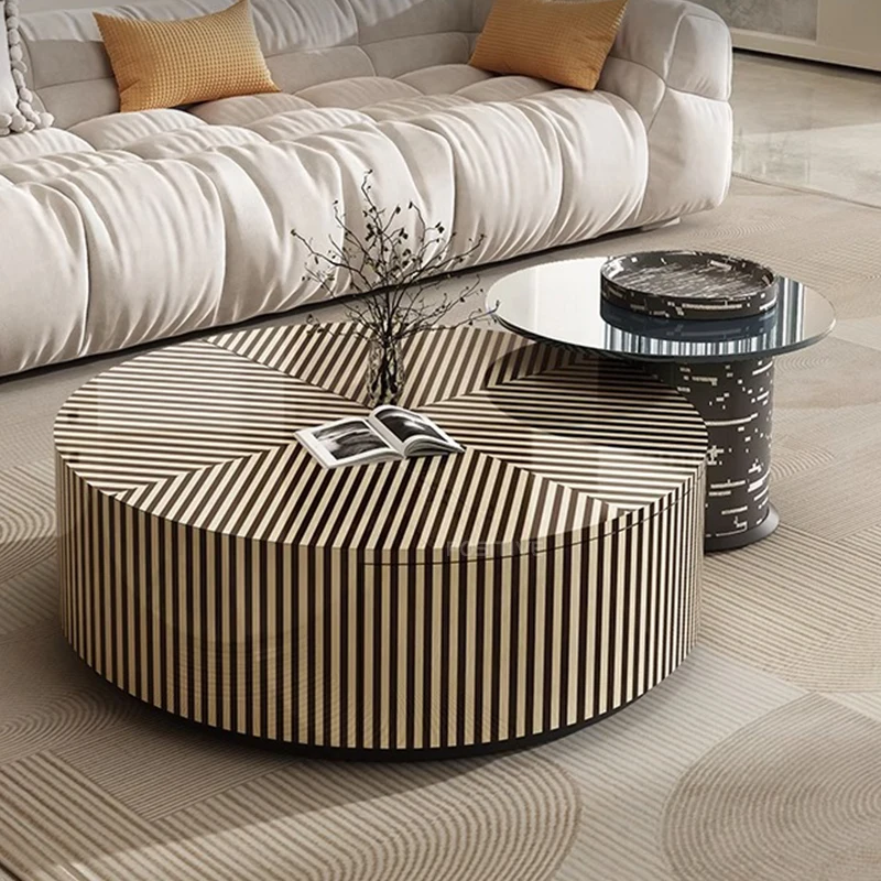 

Minimalist Designer Coffee Table Living Room Small Household Glass Circular Storage Tea Table ST-0029