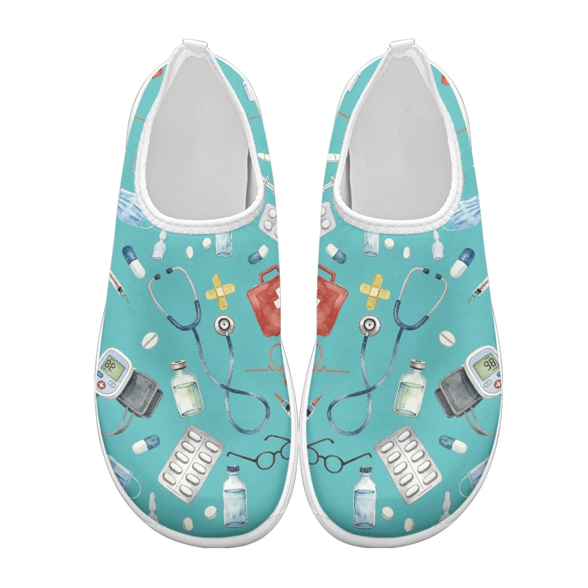 XIXIRIMIDO Nurse Shoes Slip On Casusal Shoes Lightweight Polyester & EVA Work Shoes Walking Running Shoe for Woman Nurse Print