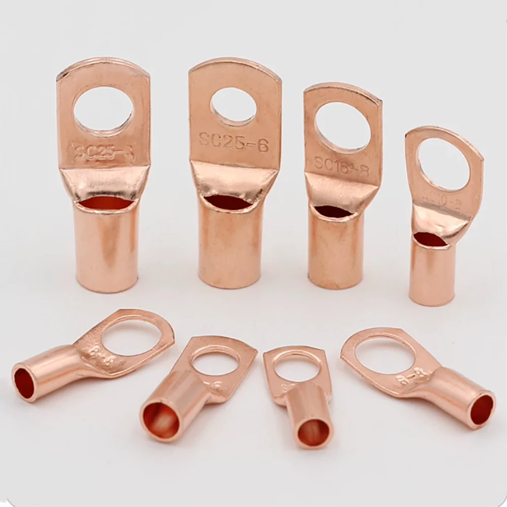 JCD 10-20Pcs 4-25mm2 SC4 SC6 SC10 SC16 SC25  Tinned Copper Wire Nose Terminal Crimp SC Type Lugs Ring Cable Connector Kit