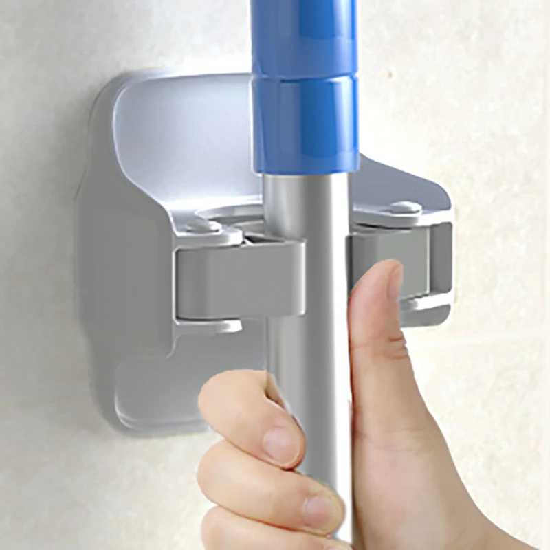2/3/5Pcs Multi-Purpose Hooks Strong Adhesive Wall Hanging Mop Storage Rack Broom Hanger Bathroom Mop Fixing Clip