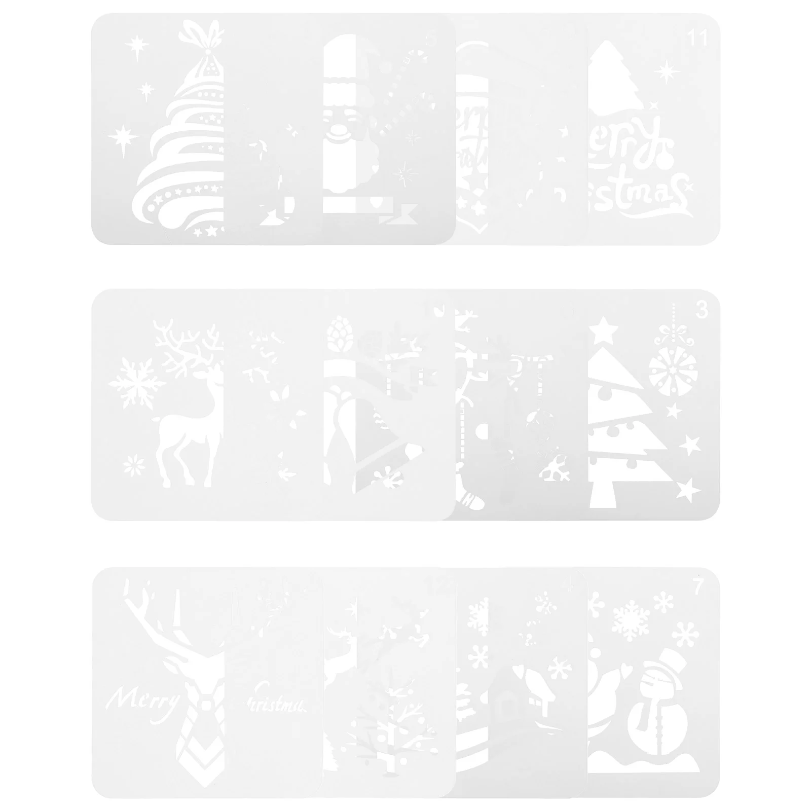 12 Pcs Stencils for Painting Drawing Templates Christmas Decoration Cookie Decorating Square