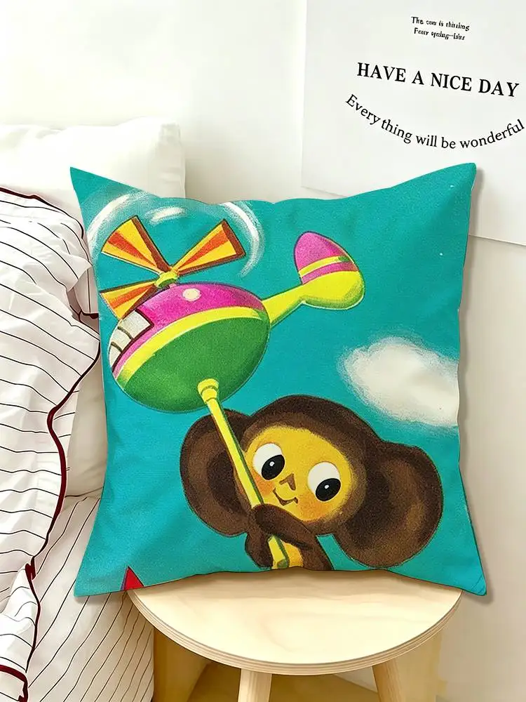 Chibi Style Cheburashka  Pillow Case Pattern Printed Pillowcase For Living Room Sofa Cushion Cover