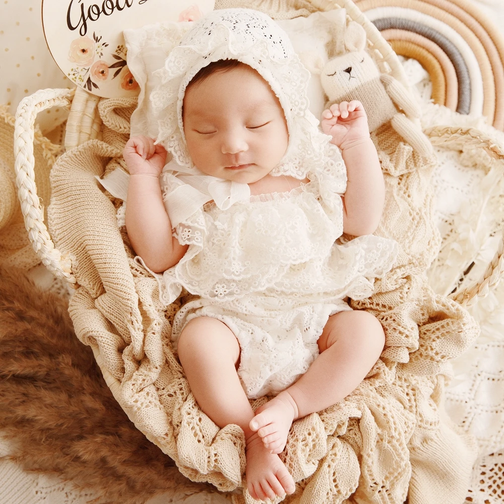 Baby Girl Lace Romper Newborn Photography Props Lace Newborn Girls Clothes Baby Photoshoot Outfit Infant Photography Accessories