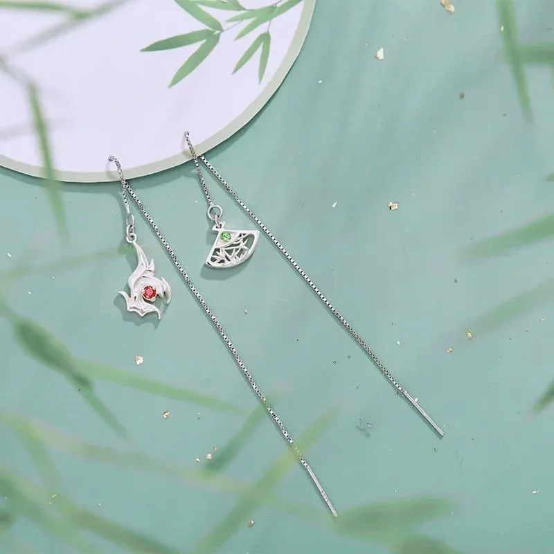 Pendientes largos con sistema de autoahorro para mujer, joyería de Anime de moda para fiesta, Shen Qingqiu Luo Binghe